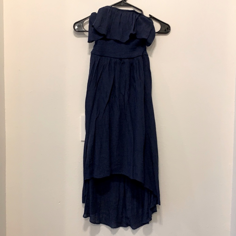 Navy Strapless HighLow Dress | XS